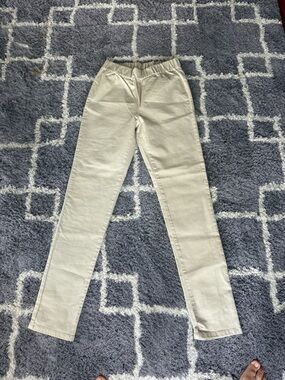 Soft Surroundings Slim Elastic-Waist Pants in Light Cream